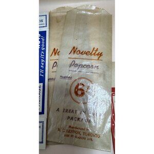 Vintage Original Toronto Novelty Popcorn Bags x2 - R.C. Lennox
